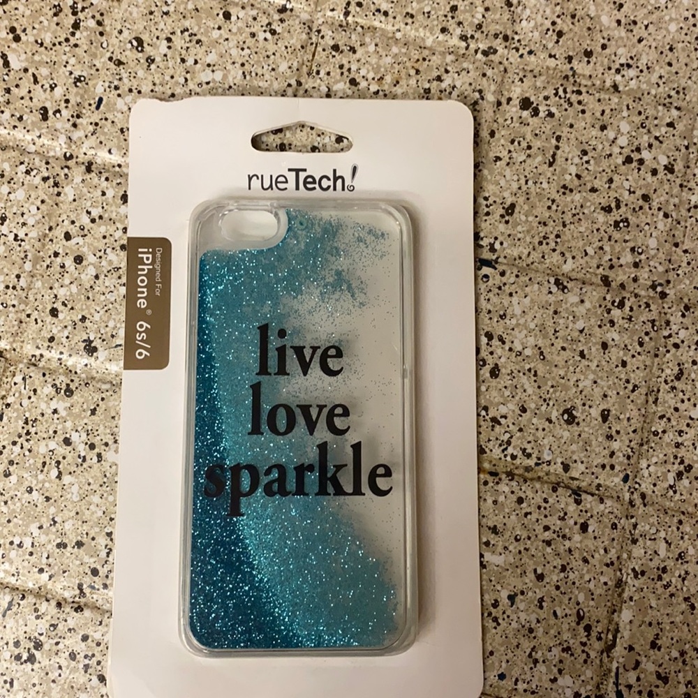 Phone case cover with teal sparkles